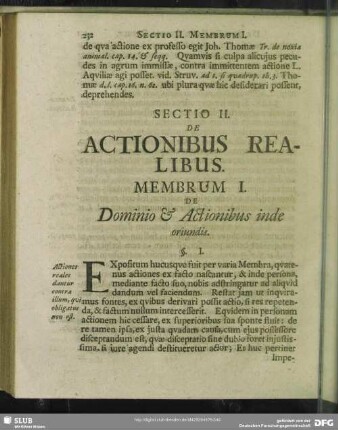 Sectio II. De Actionibus Realibus