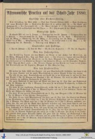 Astronomische Practica auf das Schalt-Jahr 1880.
