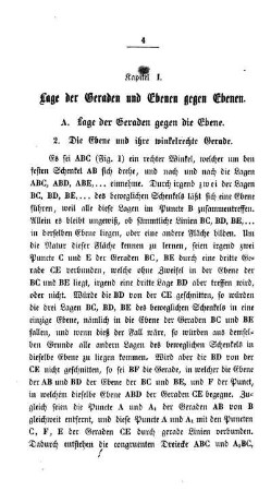 Kapitel I. Lage der Geraden und Ebenen gegen Ebenen.