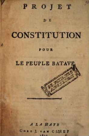 Projet de constitution pour le peuple batave