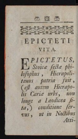 Epicteti Vita
