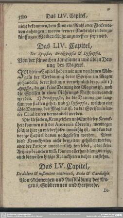 Das LV. Capitel, Von Schmertzen und Aufblähung des Magens, Sodbrennen und Hertzwehe