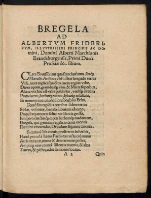 Bregela Ad Albertum Fridericum, Illustrissimi Prinicpis Ac Domini, Domini Alberti Marchionis Brandeburgensis, Primi Ducis Prussiae &c. filium.
