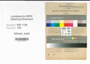 Entnazifizierung Josef Wilmes , geb. 21.05.1899 (Polizist)