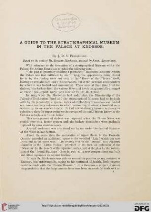 A Guide to the Stratigraphical Museum in the Palace at Knossos