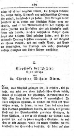 X. Klopstock, der Dichter.