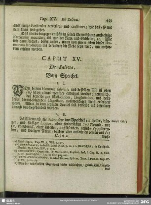 Caput XV. De Saliva. Vom Speichel