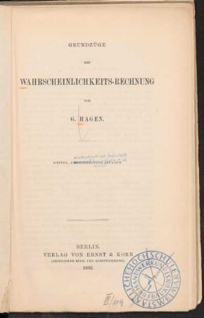Grundzüge der Wahrscheinlichkeits-Rechnung