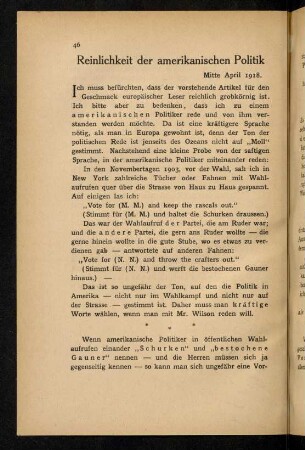 46-49, Reinlichkeit amerikanischer Politik
