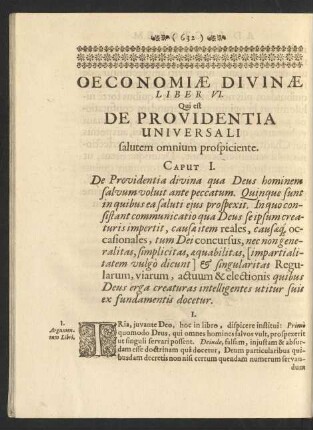 Oeconomiae Divinae Liber VI. ... Caput I.