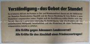 Aufruf des Amtes für Information des Landes Sachsen zur Verständigung beider deutscher Staaten und Durchführung gesamtdeutscher Wahlen