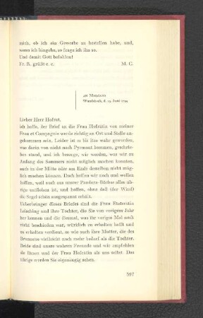 An Marcard Wandsbeck, den 15. Juni 1794