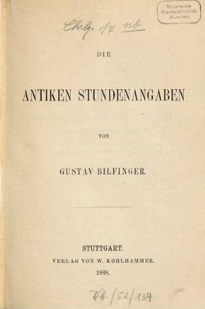 Die antiken Stundenangaben