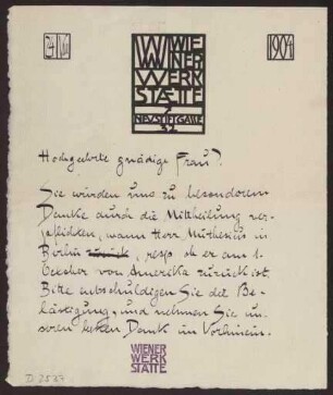 Schreiben an Anna Muthesius (Brief)