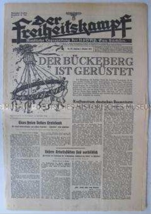 Tageszeitung der NSDAP für den Gau Sachsen "Der Freiheitskampf" zur Vorbereitung des Erntedankfestes