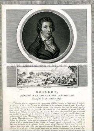 Porträt des Abgeordneten des Nationalkonvents Jacques Pierre Brissot/ Aufstand in den französischen Kolonien (Porträtfolge zur Französischen Revolution)