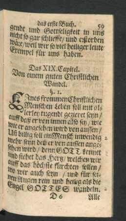 Das XIX. Capitel. Von einem guten Christlichen Wandel.
