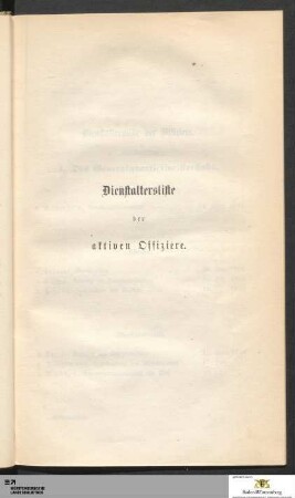 Dienstaltersliste der aktiven Offiziere und andere Verzeichnisse