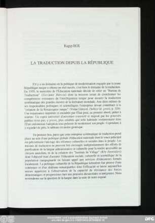 Ragıp Ege La Traduction Depuis La République