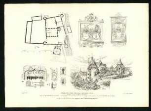 Schloss Braunsbach, mit evang. und kathol. Kirche. Ansichten und Grundriss.