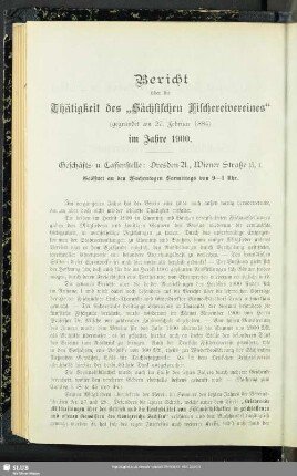 Bericht über die Thätigkeit des "Sächsichen ...