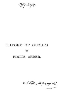 Theory of groups of finite order
