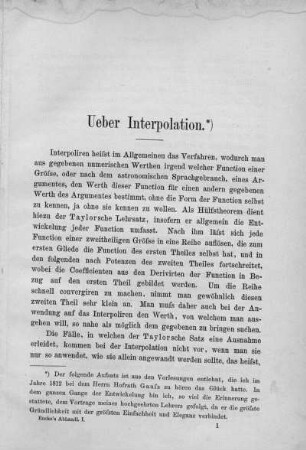 Ueber Interpolation. (1830)