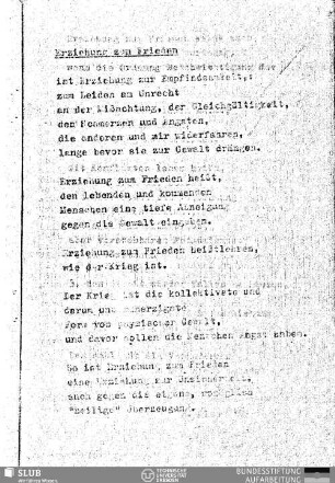 Erziehung zum Frieden