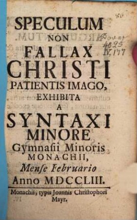 Speculum Non Fallax Christi Patientis Imago : [Periocha]