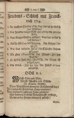 Friedens-Schluß mit Franckreich 1714.