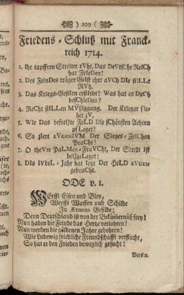 Friedens-Schluß mit Franckreich 1714.