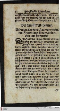 Die Fuenffte Abtheilung.