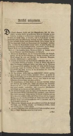 Artikel insgemein.