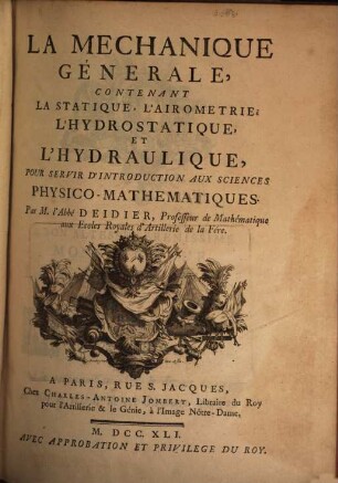 La mechanique génerale