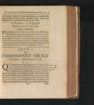 Sectio I. De Fundamento Obligationis Sponsalitiae.