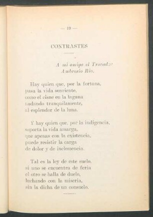 Contrastes : A mi amigo el trovador Ambrosio Rio.