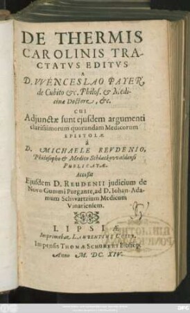 De Thermis Carolinis Tractatus Editus
