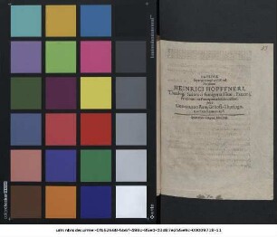 Lacrimae super morte placidissima Viri summi Heinrici Höpffneri, Theologi Saxonici famigeratissimi, Patroni, Promotoris ac Praeceptoris desideratissimi