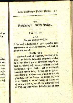 Von Gleichungen fünfter Potenz.