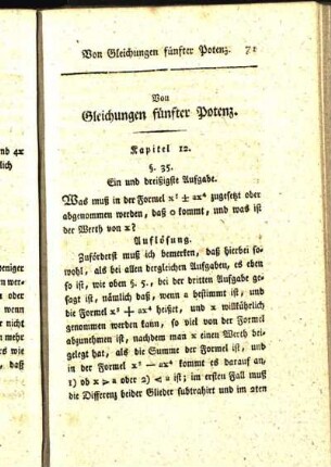 Von Gleichungen fünfter Potenz.