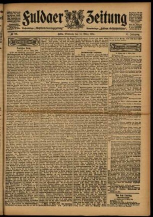 Erste Ausgabe vom Mittwoch, den 16. März 1904.