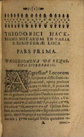 Theodorici Hackspanii, S.S. Theol. Et Linguae Hebraeae Prof. Publ. Notarum Philologico-Theologicarum In Varia Et Difficilia Scripturae Loca Pars ..., 1