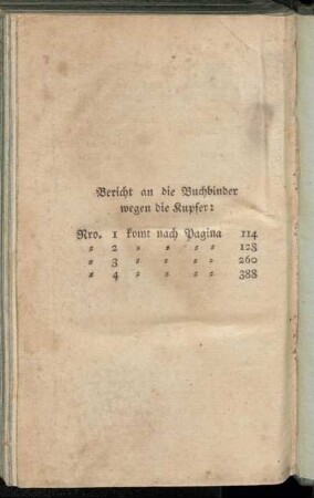 Bericht an die Buchbinder wegen die Kupfer: [...]