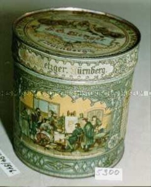 Blechdose für "Extrafeine runde Lebkuchen von F.G. Metzger Nürnberg"
