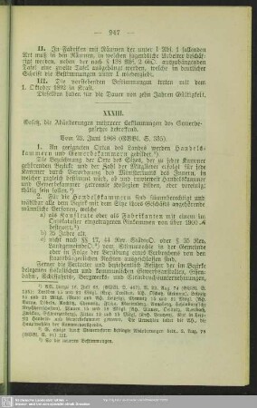 XXXIII. Gesetz, die Abänderungen mehrerer Bestimmungen des Gewerbegesetzes betreffend. Vom 23. Juni 1868 (GVBl. S. 335)