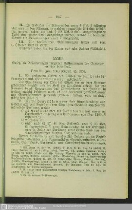 XXXIII. Gesetz, die Abänderungen mehrerer Bestimmungen des Gewerbegesetzes betreffend. Vom 23. Juni 1868 (GVBl. S. 335)