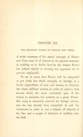 Chapter XII. The military forces of France and China