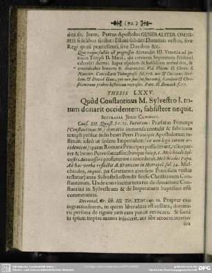 Thesis LXXV. Quod Constantinus M. Sylvestro I. totum donarit occidentem, subsistere nequit