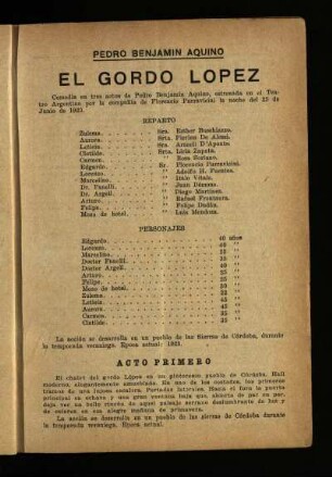 El gordo López : comedia en tres actos