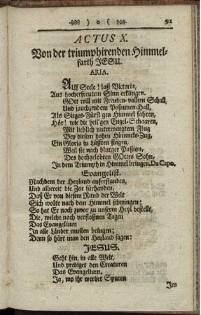 Actus X. Von der triumphirenden Himmelfarth Jesu